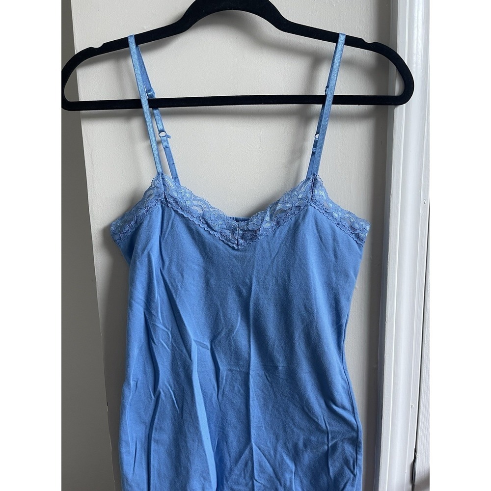 Unbranded Lace Trim Camisole Womens Medium Blue Excellent Racerback Shelf Bra